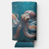 Iridescent Glass Octopus Art | Personalized スリム缶クーラー (裏面)