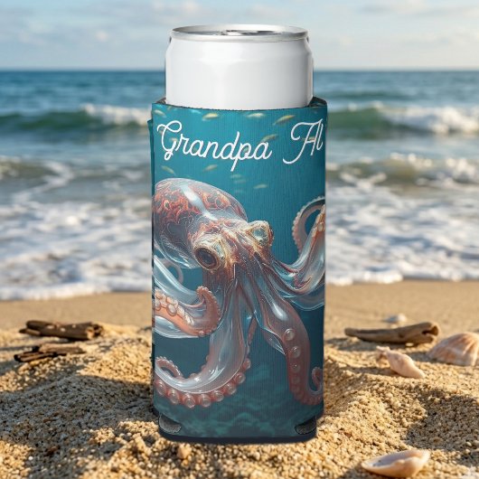 Iridescent Glass Octopus Art | Personalized スリム缶クーラー