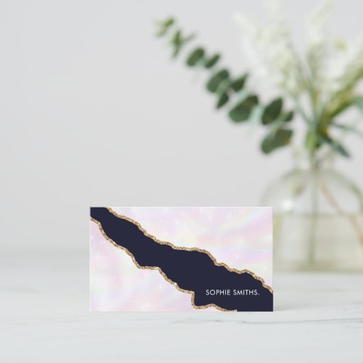 Iridescent Gold Agate Modern Elegant Feminine 名刺 (スタンド正面)