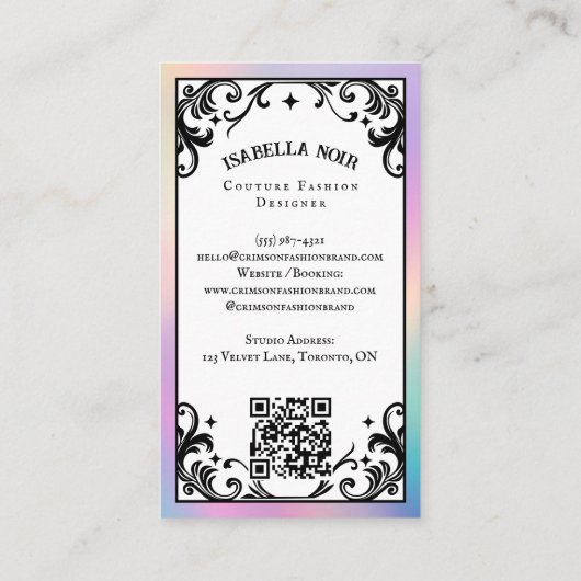 Iridescent Holographic Beauty Couture Fashion  名刺 (裏面)