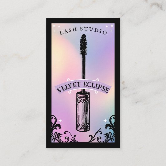 Iridescent holographic Beauty Lash Salon Luxury 名刺 (正面)