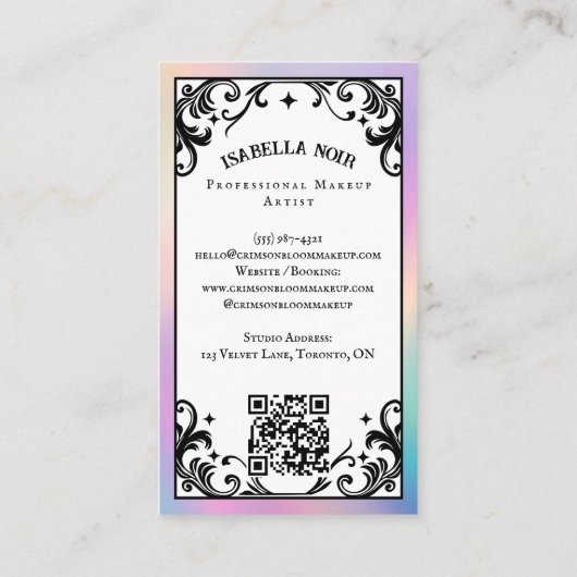 Iridescent holographic Beauty Makeup Artist Luxury 名刺 (裏面)