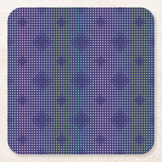 Iridescent Holographic Dots Pattern スクエアペーパーコースター (正面)