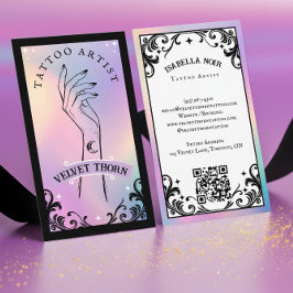 Iridescent Holographic Gothic Body Tattoo Artist 名刺