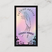 Iridescent Holographic Gothic Tattoo Artist 名刺 (正面)