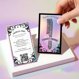 Iridescent holographic Hair Stylist Beauty Salon 名刺