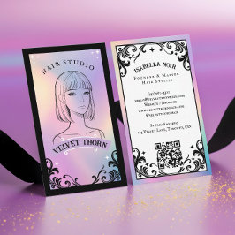 Iridescent holographic Hair Stylist Beauty Salon 名刺