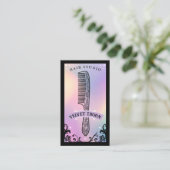 Iridescent holographic Hair Stylist Beauty Salon 名刺 (スタンド正面)