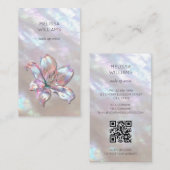  Iridescent Holographic  Lily Qr  Code 名刺 (正面/裏面)