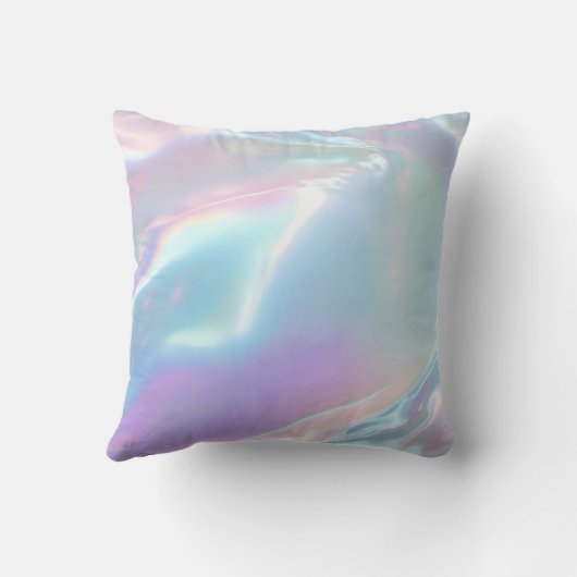 Iridescent Holographic Modern Blue Pink クッション (裏面)