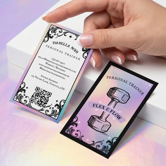 Iridescent Holographic Personal Trainer Fitness 名刺