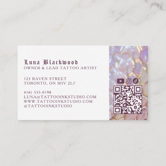 Iridescent Holographic Snake Scale Gothic Tattoo 名刺 (裏面)