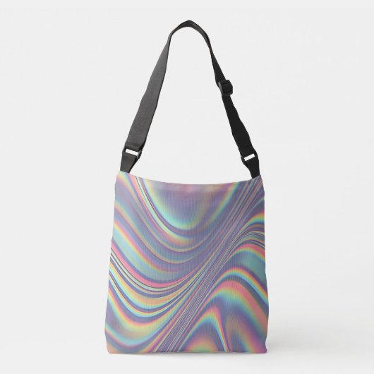 Iridescent Holographic Swirl Texture クロスボディバッグ (正面)