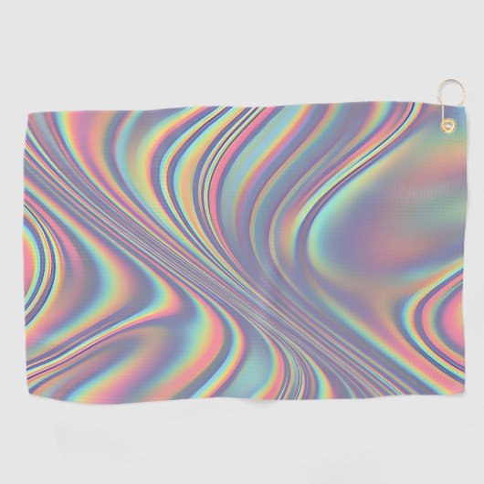 Iridescent Holographic Swirl Texture ゴルフタオル (横)