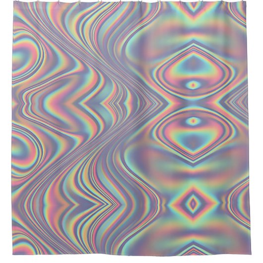 Iridescent Holographic Swirl Texture シャワーカーテン (正面)