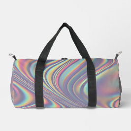 Iridescent Holographic Swirl Texture ダッフルバッグ