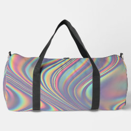 Iridescent Holographic Swirl Texture ダッフルバッグ