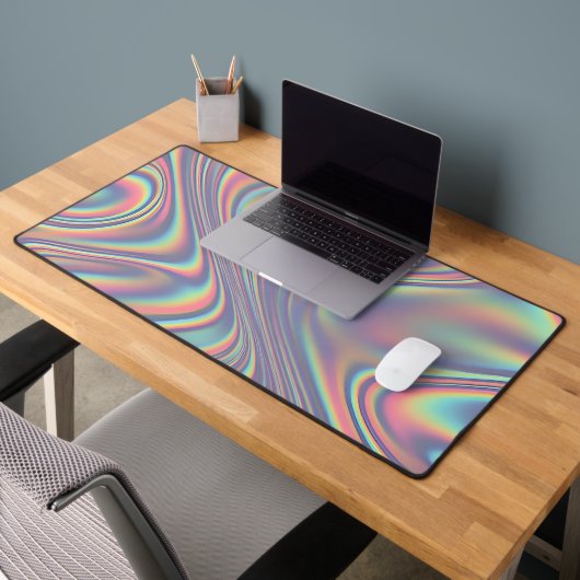 Iridescent Holographic Swirl Texture デスクマット (オフィス2)