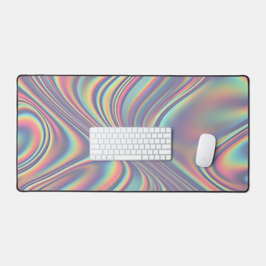 Iridescent Holographic Swirl Texture デスクマット (キーボード&マウス)