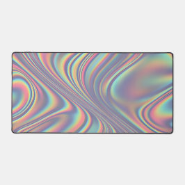 Iridescent Holographic Swirl Texture デスクマット