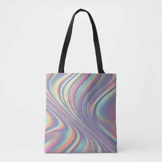 Iridescent Holographic Swirl Texture トートバッグ (正面)