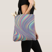 Iridescent Holographic Swirl Texture トートバッグ (クローズアップ)