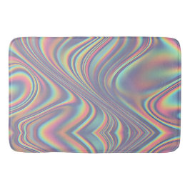 Iridescent Holographic Swirl Texture バスマット