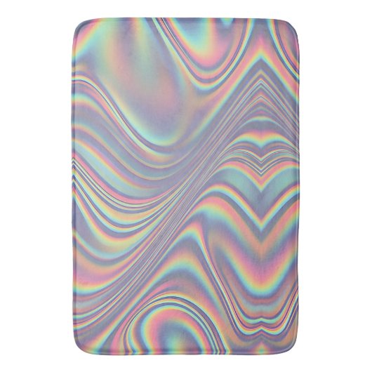 Iridescent Holographic Swirl Texture バスマット (正面縦)