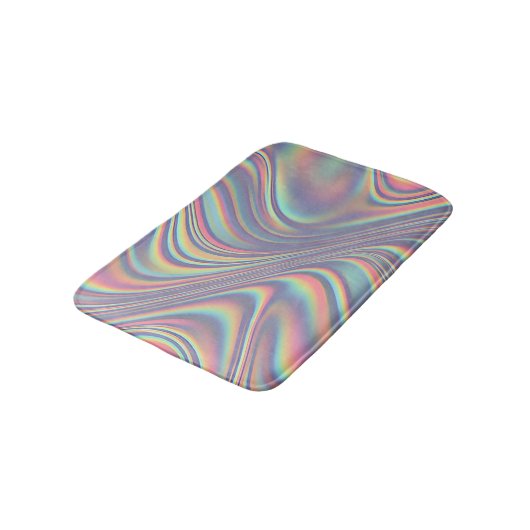 Iridescent Holographic Swirl Texture バスマット (アングル)
