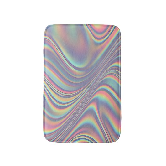 Iridescent Holographic Swirl Texture バスマット (正面縦)