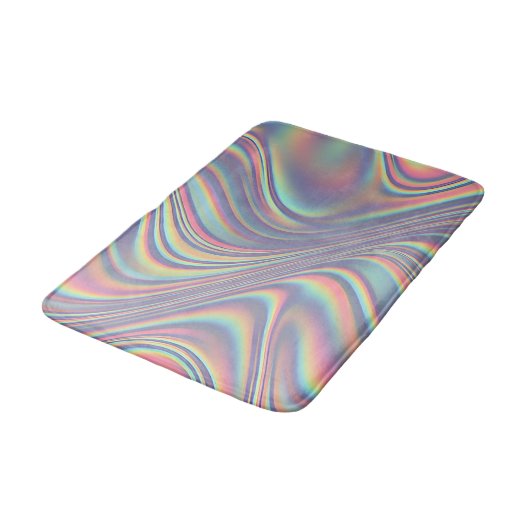 Iridescent Holographic Swirl Texture バスマット (アングル)