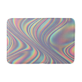 Iridescent Holographic Swirl Texture バスマット