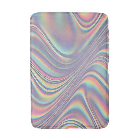 Iridescent Holographic Swirl Texture バスマット (正面縦)
