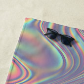 Iridescent Holographic Swirl Texture ビーチタオル (インサイチュ)