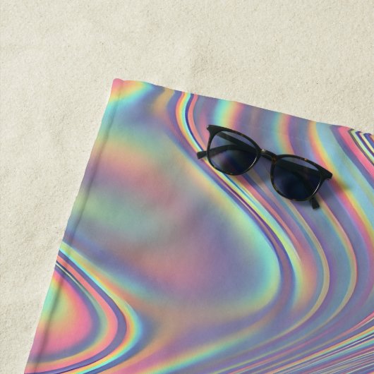 Iridescent Holographic Swirl Texture ビーチタオル (インサイチュ)