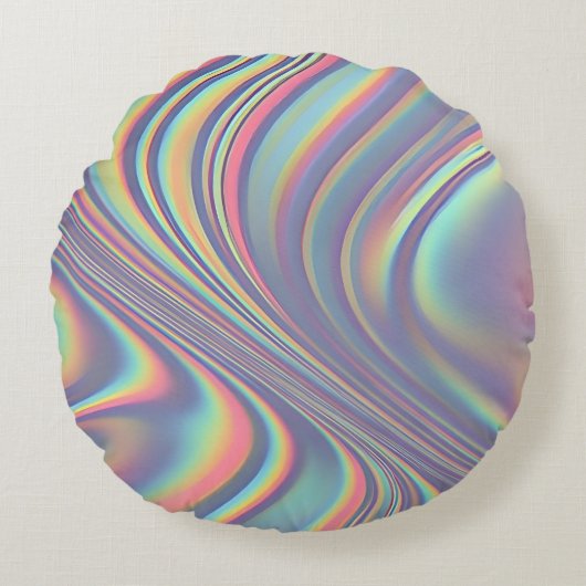 Iridescent Holographic Swirl Texture ラウンドクッション (正面)