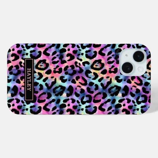 Iridescent Leopard Print Monogrammed Case-Mate iPhoneケース (裏面 (横))