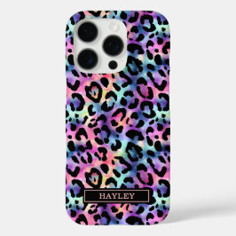 Iridescent Leopard Print Monogrammed iPhone 16 Proケース
