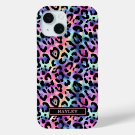 Iridescent Leopard Print Monogrammed iPhone 15ケース