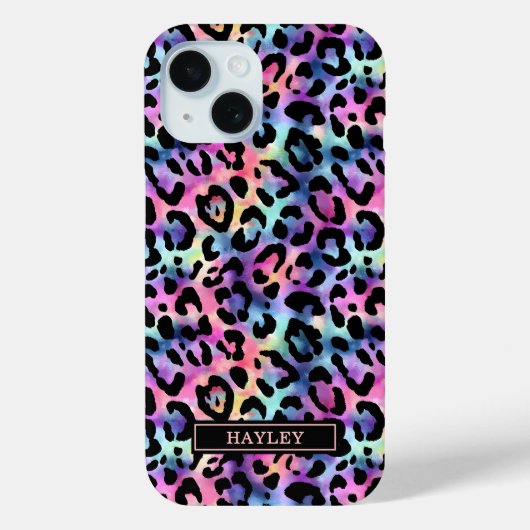 Iridescent Leopard Print Monogrammed Case-Mate iPhoneケース (裏面)