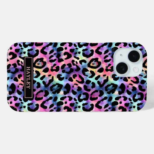 Iridescent Leopard Print Monogrammed Case-Mate iPhoneケース (裏面 (横))