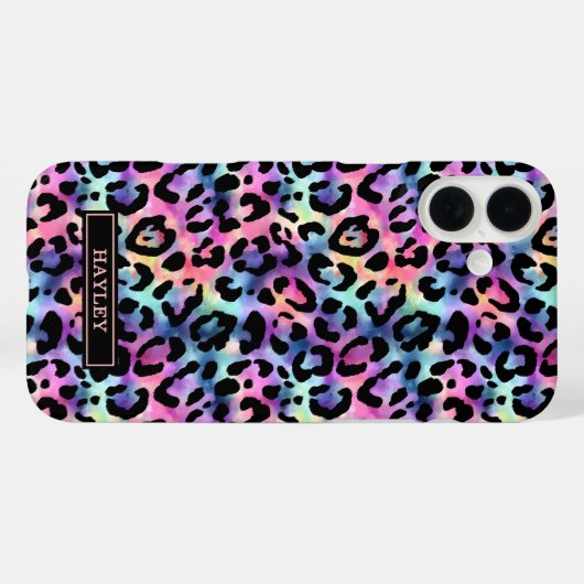 Iridescent Leopard Print Monogrammed Case-Mate iPhoneケース (裏面 (横))