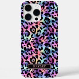 Iridescent Leopard Print Monogrammed iPhone 16 Pro Maxケース
