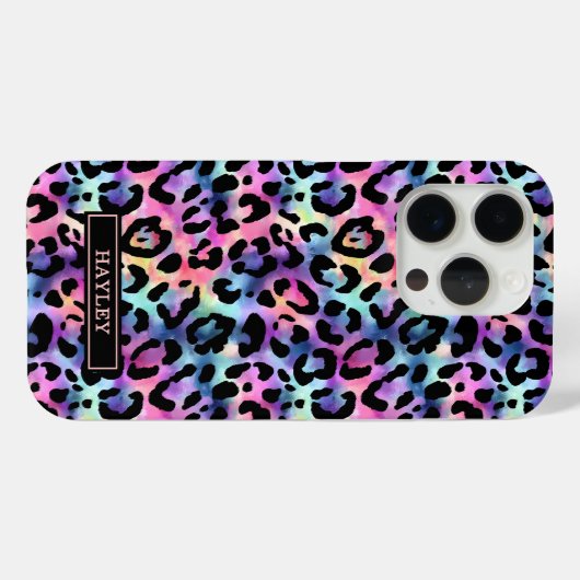 Iridescent Leopard Print Monogrammed Case-Mate iPhoneケース (裏面 (横))