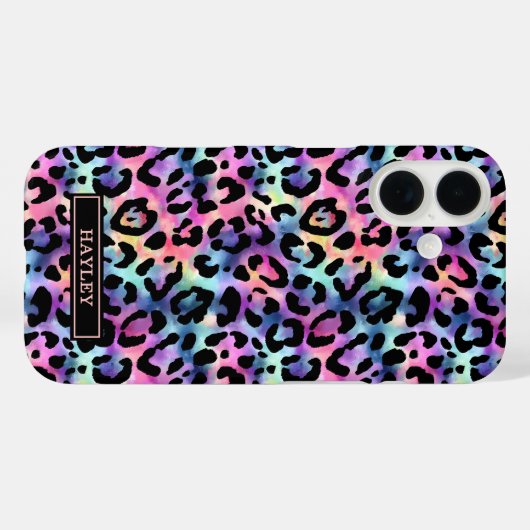 Iridescent Leopard Print Monogrammed Case-Mate iPhoneケース (裏面 (横))