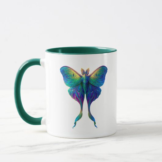Iridescent Luna Moth Coffee Mug | Colorful Fantasy マグカップ (左)