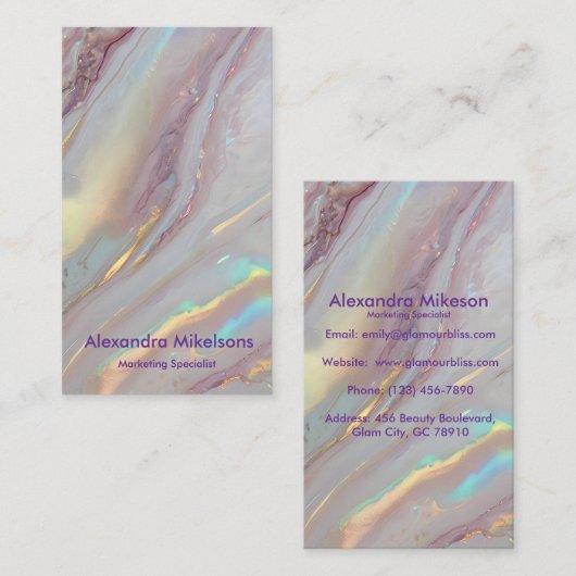Iridescent Marble Luxury 名刺 (正面/裏面)