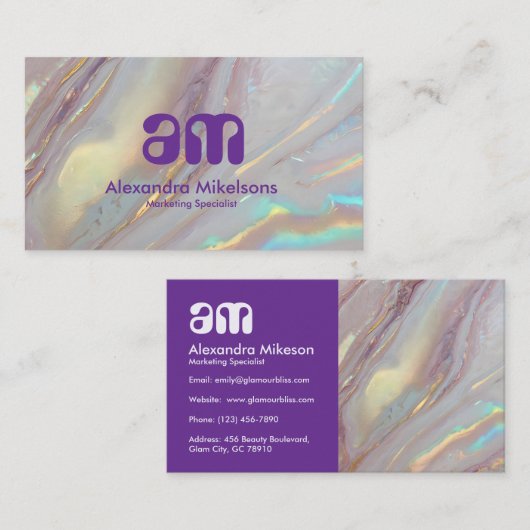 Iridescent Marble Luxury Branding 名刺 (正面/裏面)