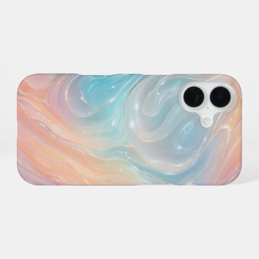 Iridescent Mermaid Waves Phone Case iPhone 16ケース (裏面横)