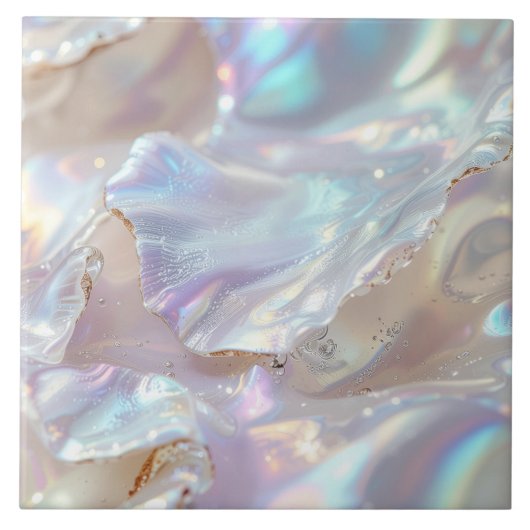 Iridescent Mother of Pearl Abstract ID1173a タイル (正面)